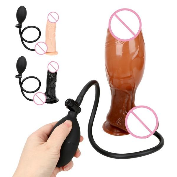 Großen Butt Plug Riesigen Aufblasbaren Dildo Anal Plug Vaginale Stimulation Pumpe Realistische Penis Saugnapf Sex Spielzeug Für Frauen