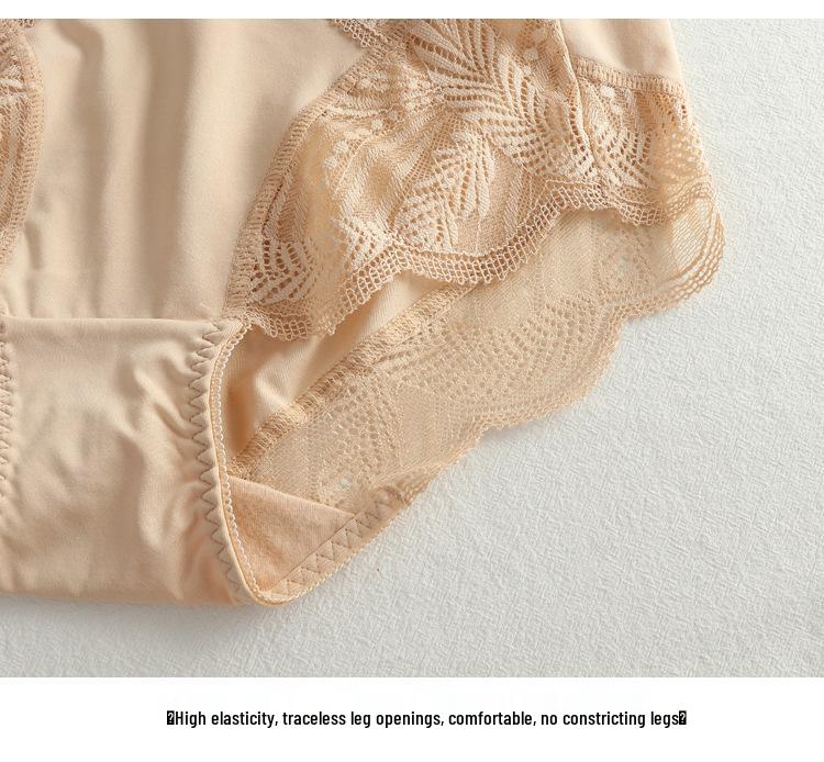 Sexy Damen-Unterwäsche in Übergröße, mittlerer Bund, nahtlos, mit Spitzenbesatz, atmungsaktiv - 200 Jin Dreieck-Slips