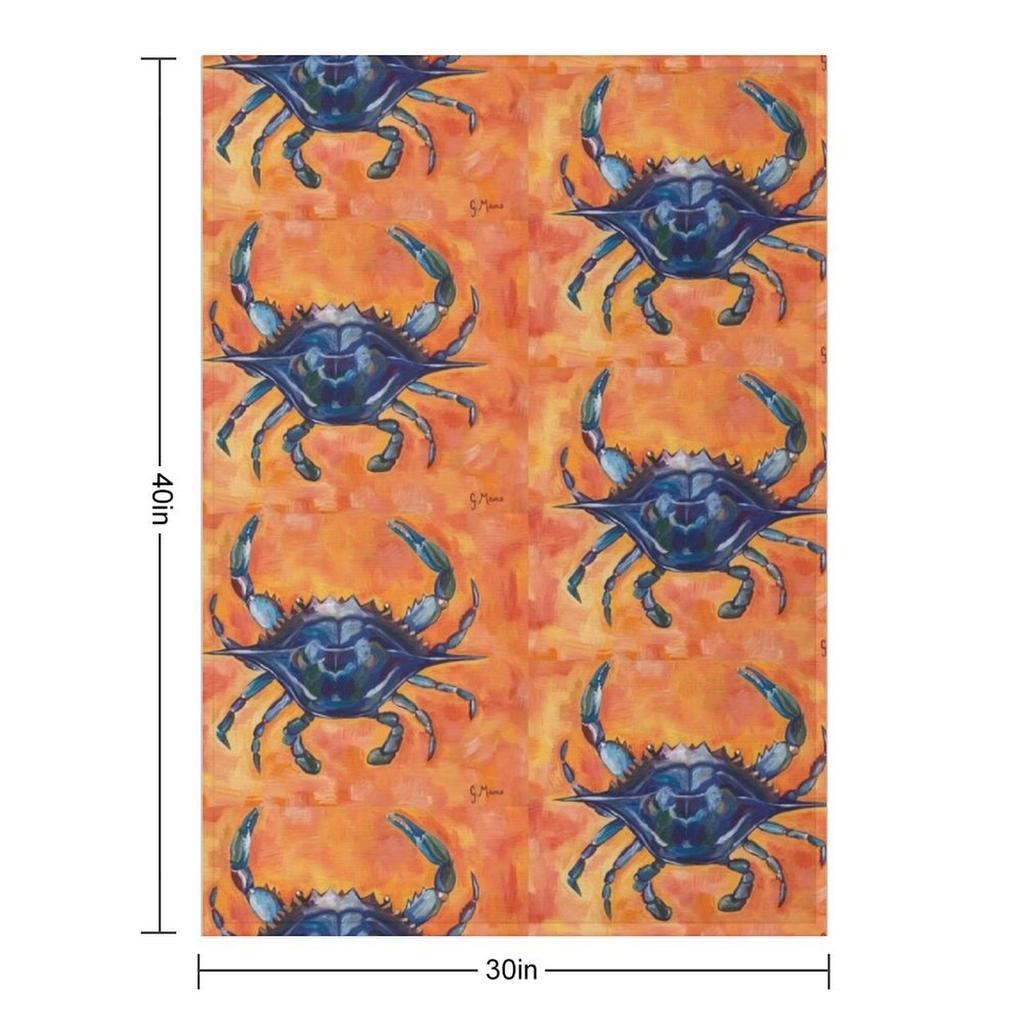 Blue Crab Throw Blanket Summer Beddings Plush Nap Bed Plaid Blankets