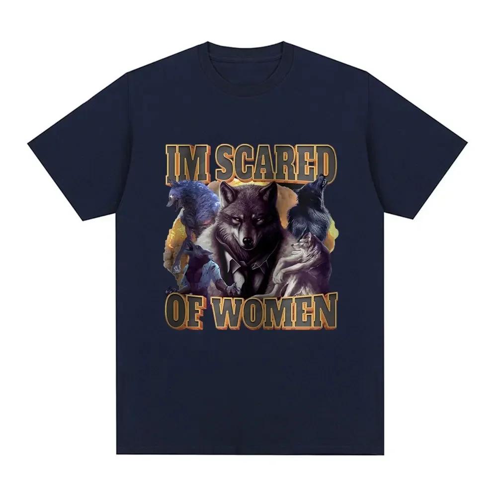 Ich habe Angst vor Frauen Lustige Wolf Meme T-Shirts Männer Frauen Mode Vintage T-Shirt Lässig Gemütlich Kurzarm T-Shirts