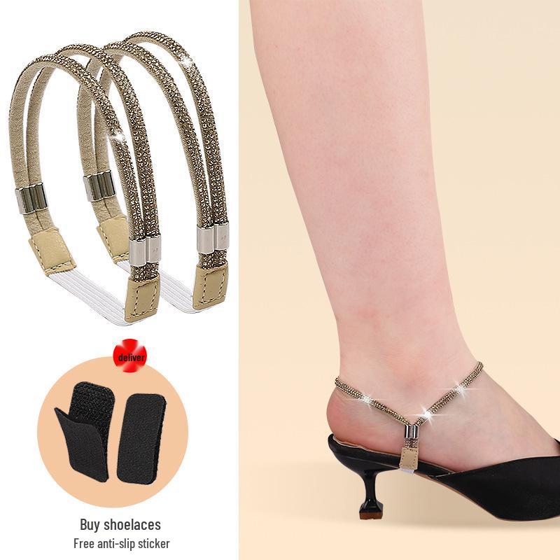 Multicolor Rhinestone Anti-Slip Elastic Heel Strap for High Heels, No Installation Required