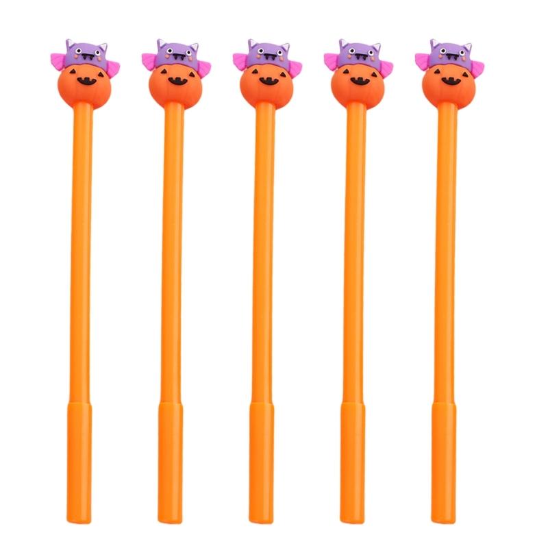 5Pcs Halloween Cartoon Gel Pen, 0.5MM Needle Tip, Quick Drying, Write Smoothly for Student Adult Noting Journaling