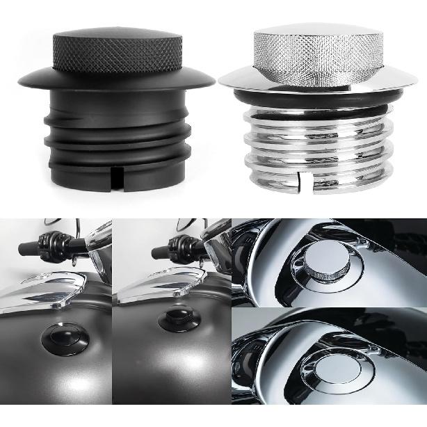 Motorcycle Fuel Tank Pop-Up Gas Cap CNC Flush Pop Up Gas Oil Tank Cap Fit for H-arley Sportster XL Tour Road King Softail Dyna 1992-up (Black)