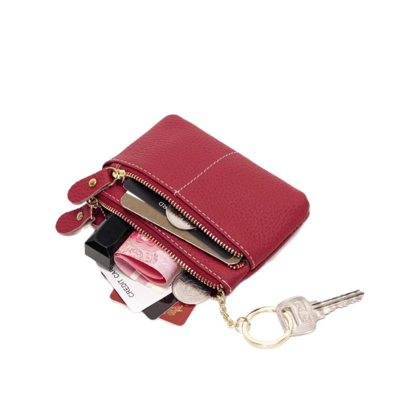 Genuine Leather Mini Coin Purse Women Small Wallet With Card Slots Key Holder Soft Cowhide Compact Clutch