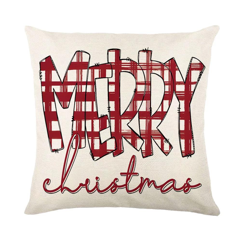 24 Year New Christmas Theme Home Linen Printed Pillow Cover, Holiday Car Pillow, Sofa Pillow, Cushion