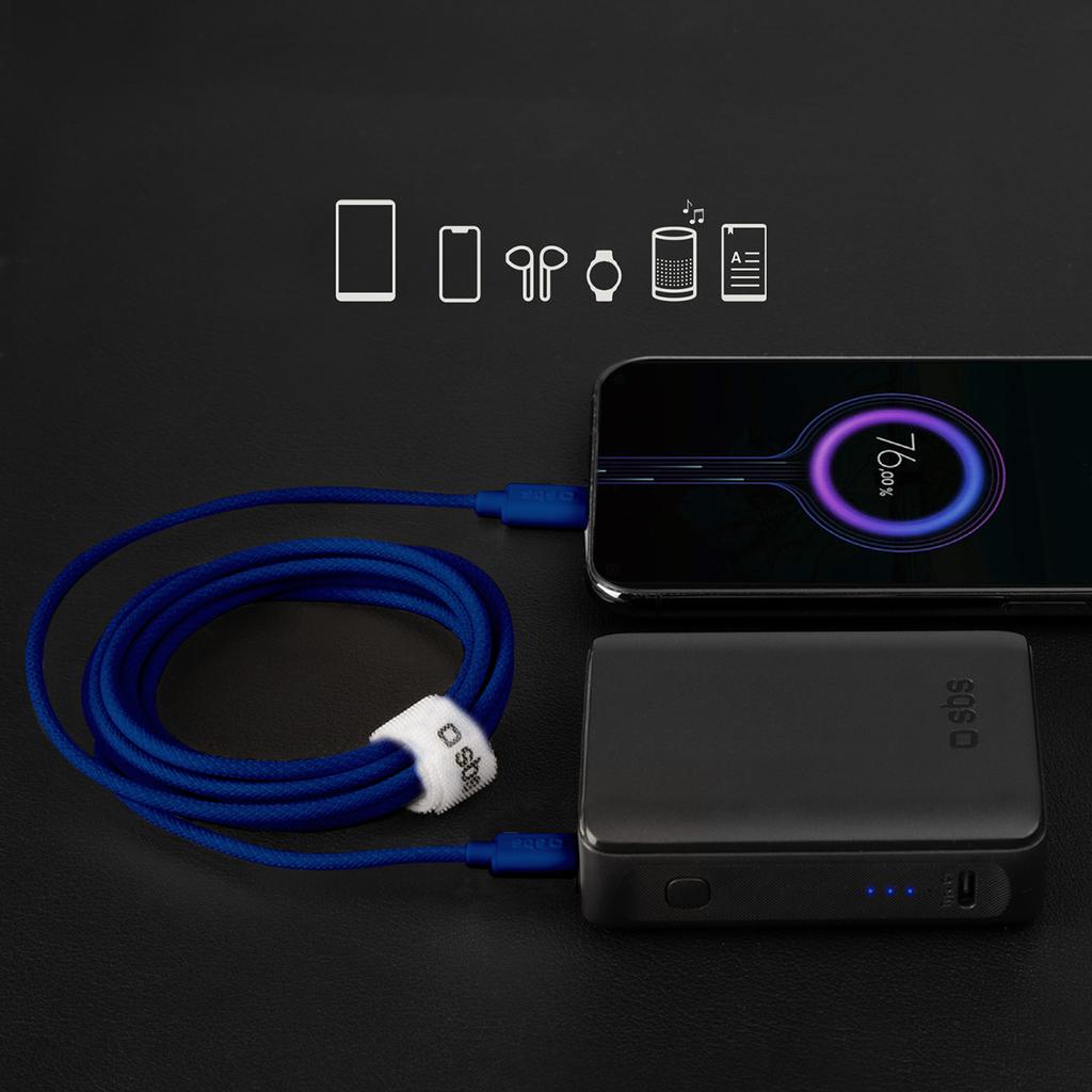 USB-C Braided Cable - USB-C 60W 1.5m - Blue