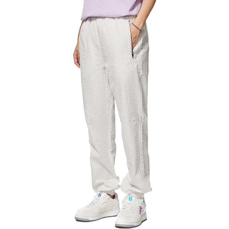 Li Ning Sports Lifestyle Solid Color Tapered Knit Joggers Women Joggers White AYKS344-2