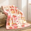 Cute Cats & Strawberry Treats Flannel Throw Blanket - Pastel Pink with Hearts - Lightweight Soft Warm All-Season Blanket for Couch