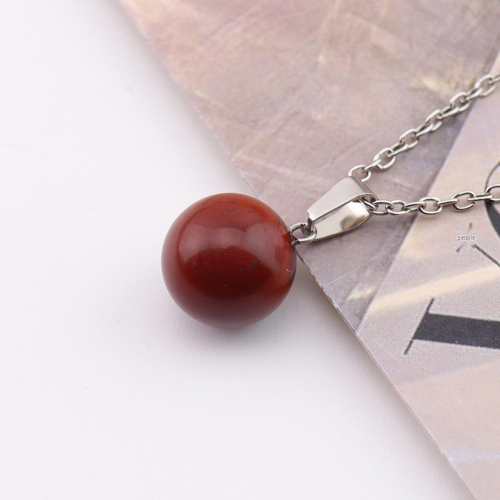 Natural Crystal Stone Sphere Pendant, 14mm, Melon Seed Clasp, Single Hole DIY Necklace, N766