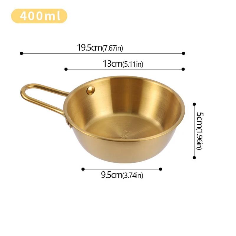 Stainless Steel Korean Style Multipurpose with Handle Bowl Cuisine Fruit Salad Bowl Induction Cooker Heatable