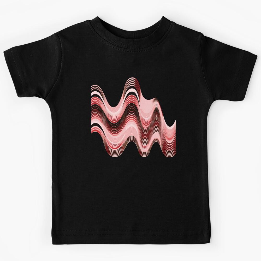 Groovy Sine Waves in Ruby Kids T-Shirt 130