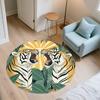 Leaf Tiger,Round Area Rug,Carpet Rug for Living Room Bedroom Sofa Playroom Decor,Non-slip Floor Mat