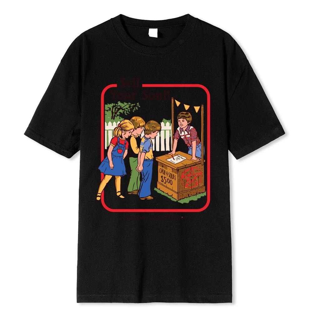 

Horror Comic Series Sell Your Soul Economics For Children Men Tshirts T Shirts Loose Cotton Tee Clothing Street T-Shirt 42821... S разноцветный