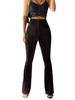 Women's Fashion Sexy High Waist Gold Velvet Ribbed Flared Pants