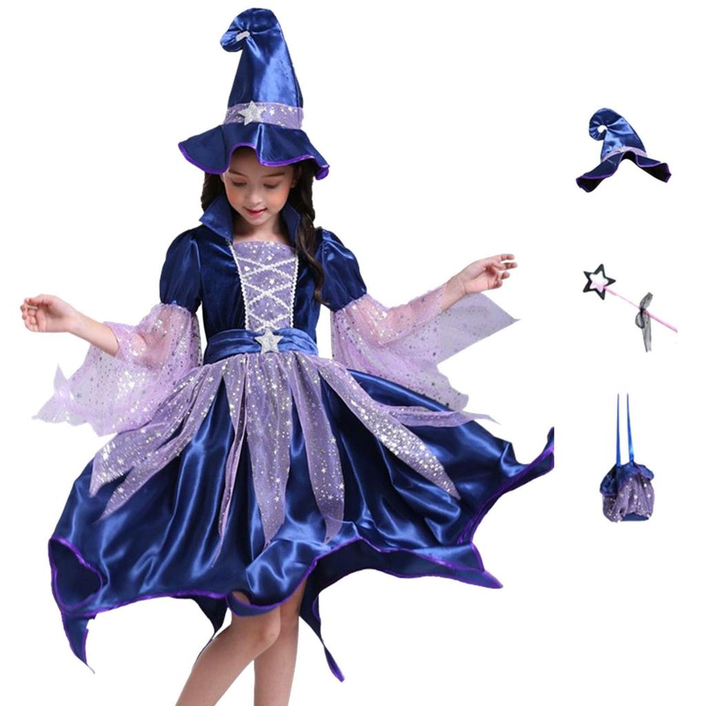 Children's Clothing Girls' Cosplay Witch Costume Performance Dress  Gown