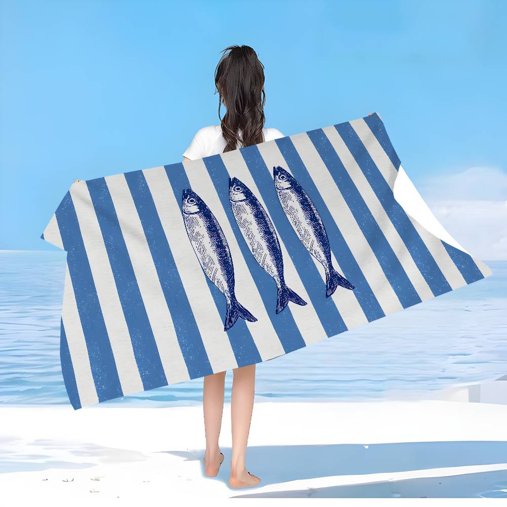 Sardines Swimming Art Beach Towel Colorful Bath Towels For Girl Microfiber Quick Dry Custom Sand Free Beach Yoga Spa Gym Pool