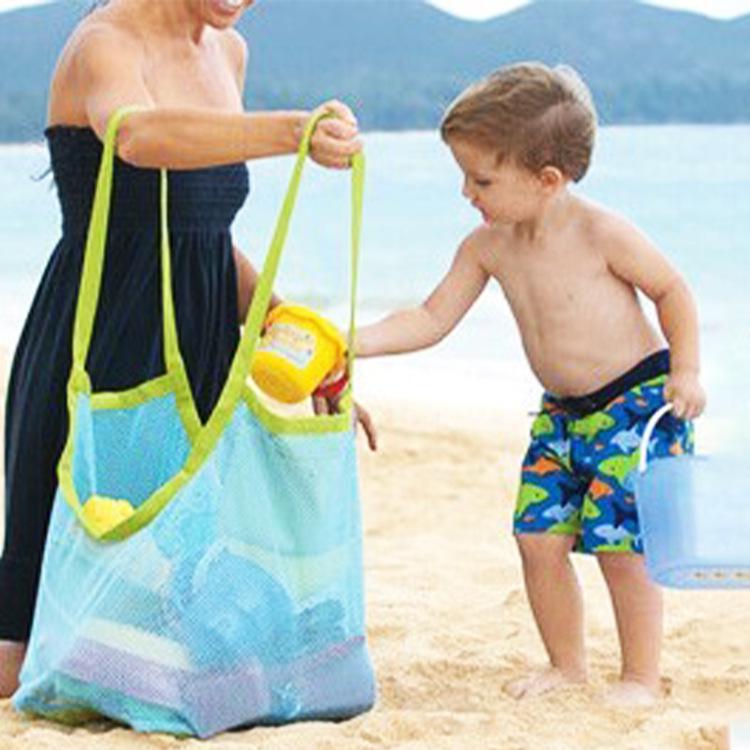 Large Capacity Mesh Beach Bag for Kids - 9 Colors, Foldable Storage for Toys & Clothes