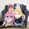 1pc BOCCHI THE ROCK Blanket with Custom Name, Gift, for Men and Women, Soft Blanket, Good for Sofa Bed Couch Travel, Lightweight Flannel Blanket