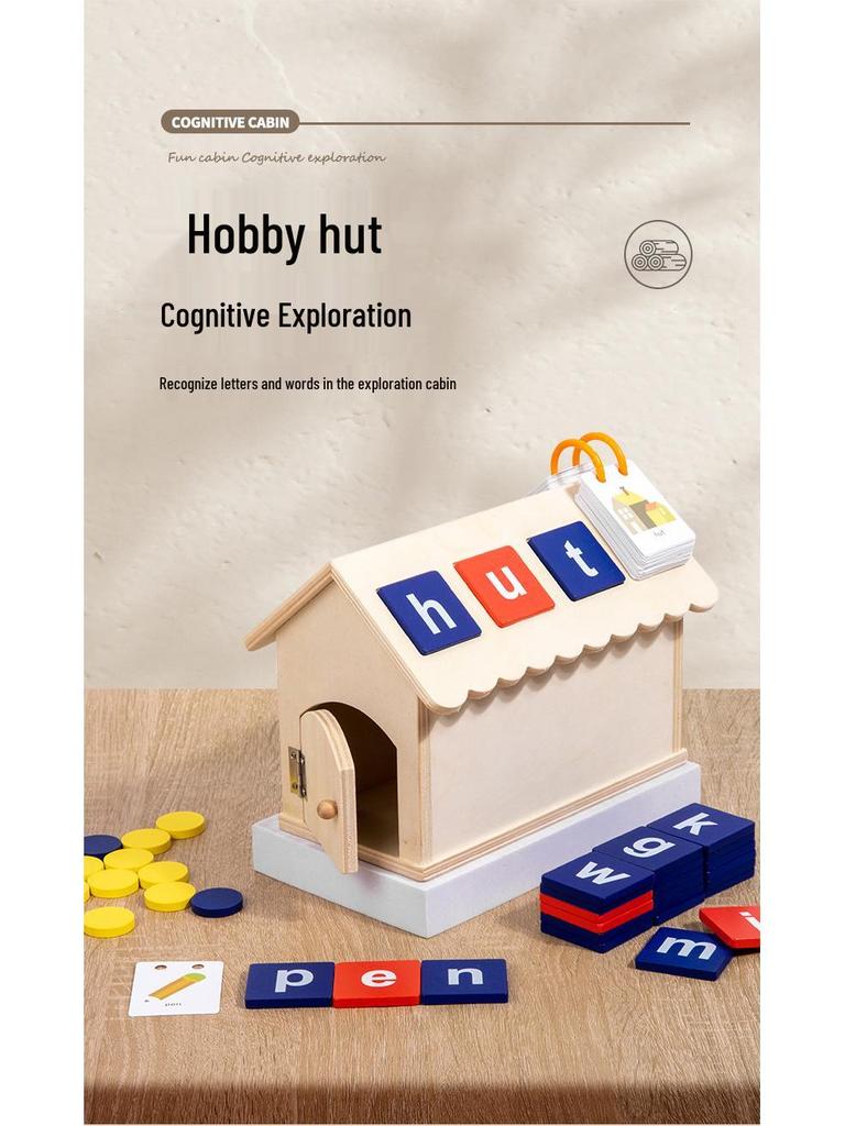 Montessori Spelling Card Game: Educational Toy with Face-Changing Blocks for Early English Learning