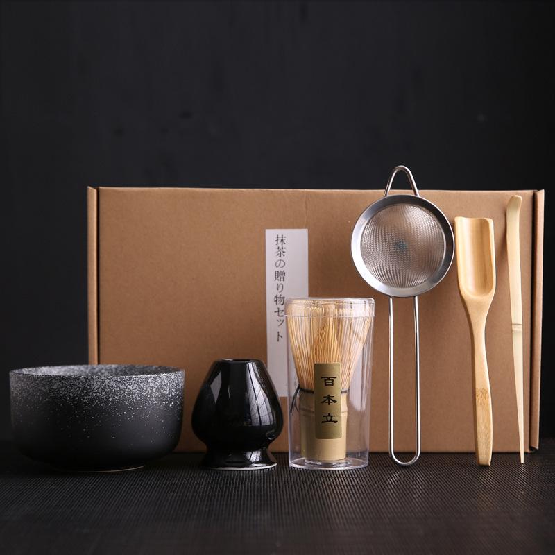 1/4/6 Pcs Bamboo Matcha Whisk Scoop and Holder Matcha Bowl with Strainer Japanese Matcha Ceremony Accessory for Family Beginner
