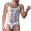Sexy Men Oil Glossy Shiny Tank Tops Thin High Elastic Men Fashion Vest Shaper Wear Sleeveless T-Shirts Allure Cross Tops