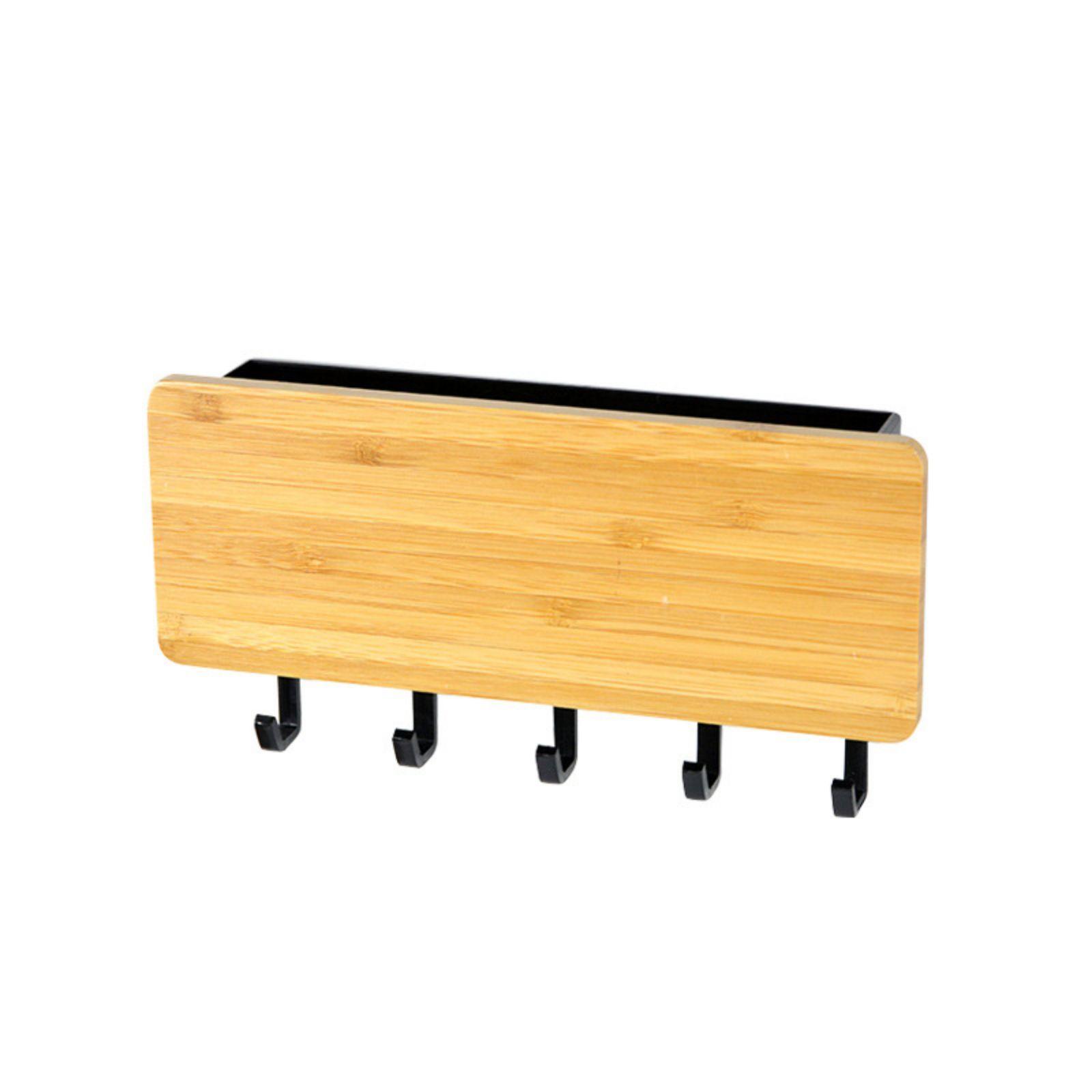 

Modern Key Holder For Wall, Multi Functional Key Rack With Shelf And Mail Organizer, Wooded Farmhouse Living Room Aesthetic Home Wall Decoration Bamboo black