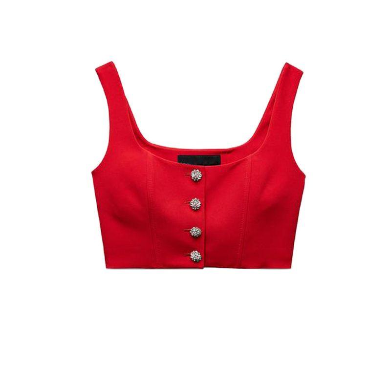 Spring New Arrival High Waist Shorts 8567308 Rhinestone Buttons Decorative Corset Tops 8566308