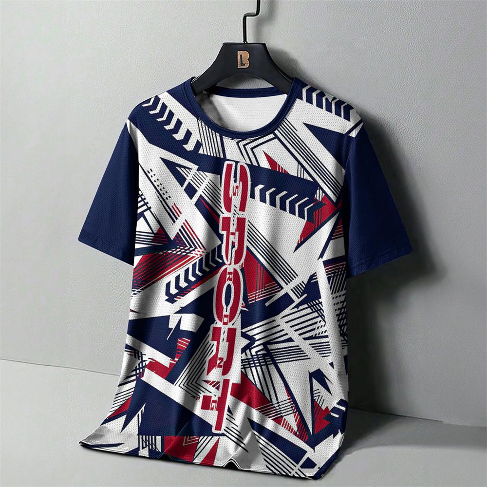 Men's Running T-Shirt 3d Print Oversized Short Sleeved Top High Elasticity Sports Shirt Summer Quick Dry Fitness T-Shirt For Men