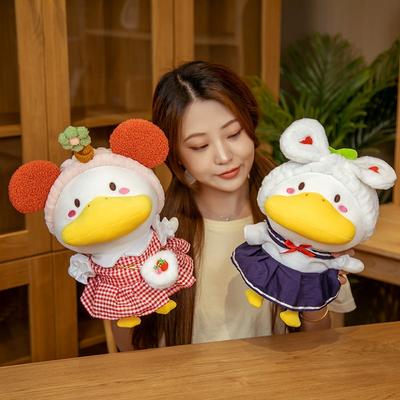 1 peça 33cm Kawaii Pato Com Roupas Brinquedos de Pelúcia Vários Estilos Bonito Vestir Pato Travesseiro Bonecas de Pelúcia Para Crianças Menina Presente de Natal