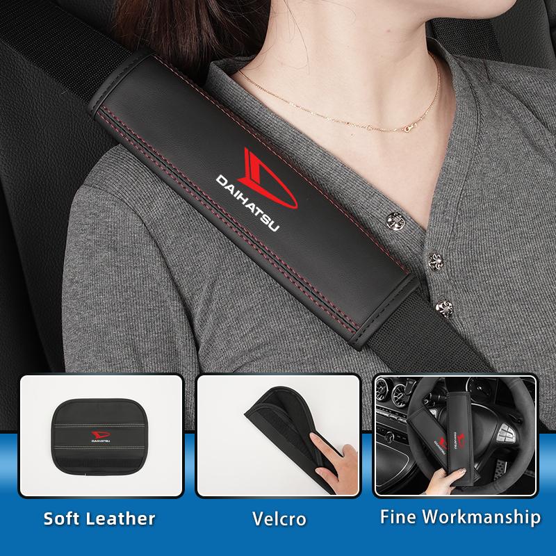 Car Seat Shoulder Pad Leather Safety Belt Protector Cover Accessories For Daihatsu Terios Sirion Mira Materia Rocky YRV Feroza C