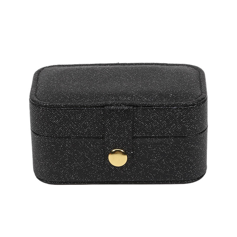 Simple PU Leather Jewelry Storage Box Mini Solid Color Jewelry Display Case Packing Portable Ring Necklace Case Girls