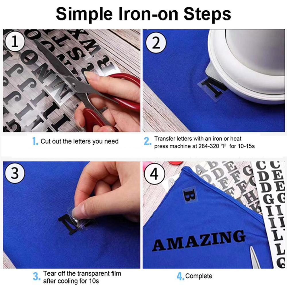 Adhesive Heat Transfer Vinyl Alphabets Symbols Pattern Ironing Sticker HTV Printing for Handmade Carfts Clothing T-Shirts Fabric