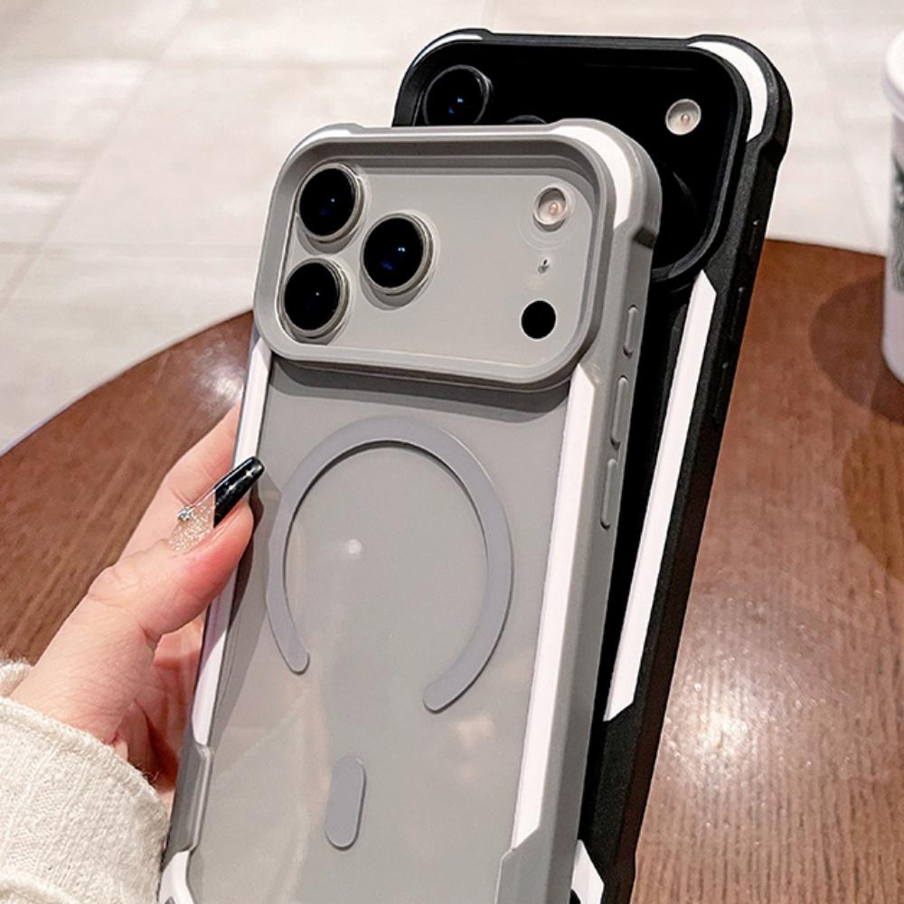 Luxury Contrast-Colors Armor ForMagsafe Case ForiPhone 17 Air 16 15 14 13 12 11 Pro Max Plus Hard Clear Mganetic Acrylic Cover