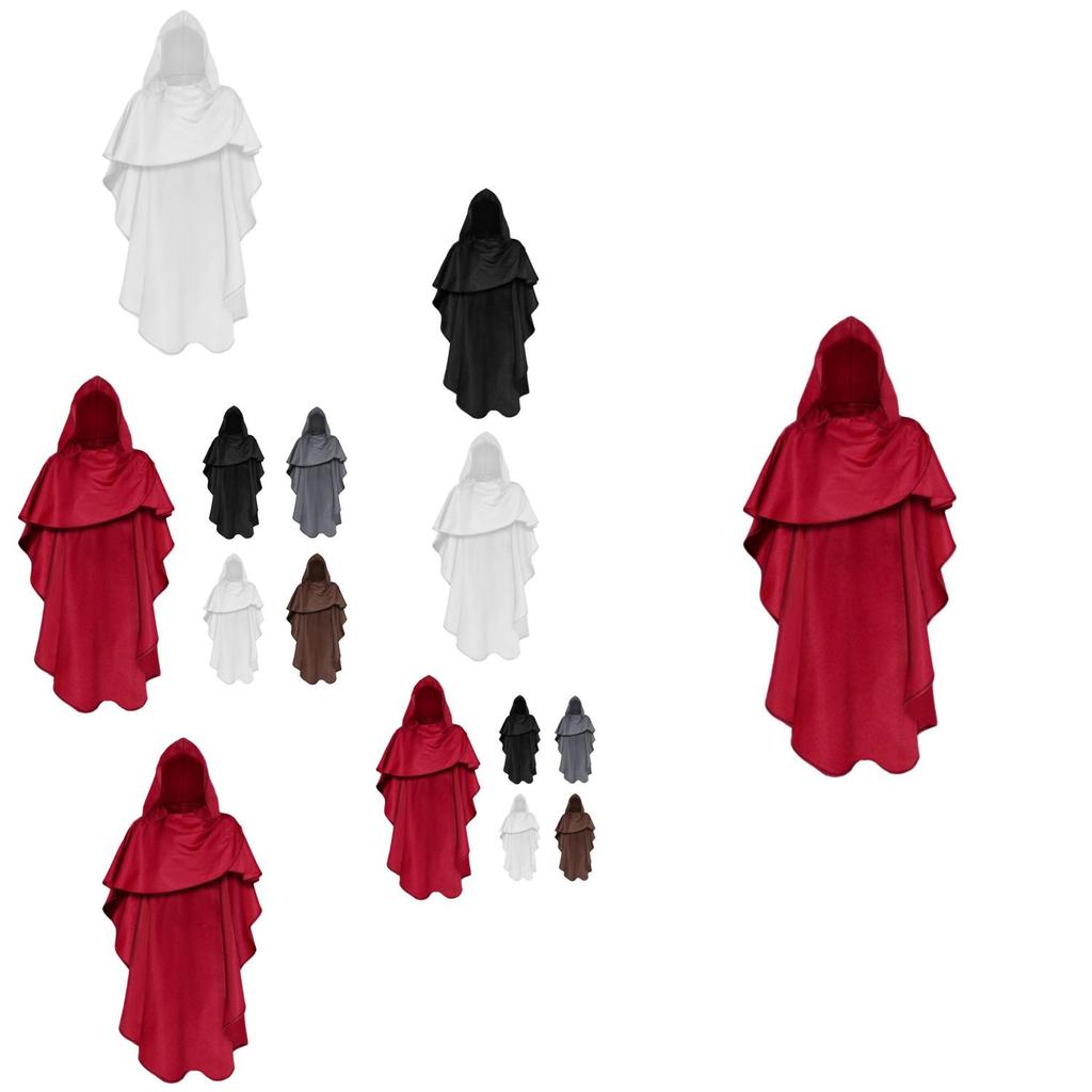 2023 Medieval Novo Manto de Cavaleiro Halloween Performance de Palco Manto de Monge Fantasia de Role Play Preto