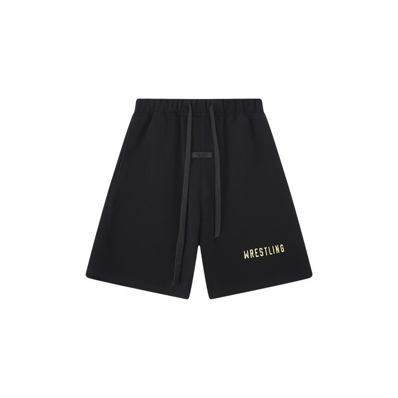 E853 Fear Of God Essentials Letter Sweat Shorts Unisex Oversized Cotton Drawstring Elastic Waist Streetwear Casual Sports Shorts S