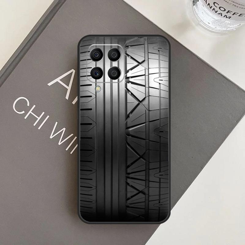 Black Tire Tyre Tread Texture Case For Samsung Galaxy M15 M35 M55 M56 M36 M16 M06 M31 M13 M33 M53 M12 M32 M52 M14 M34 M54
