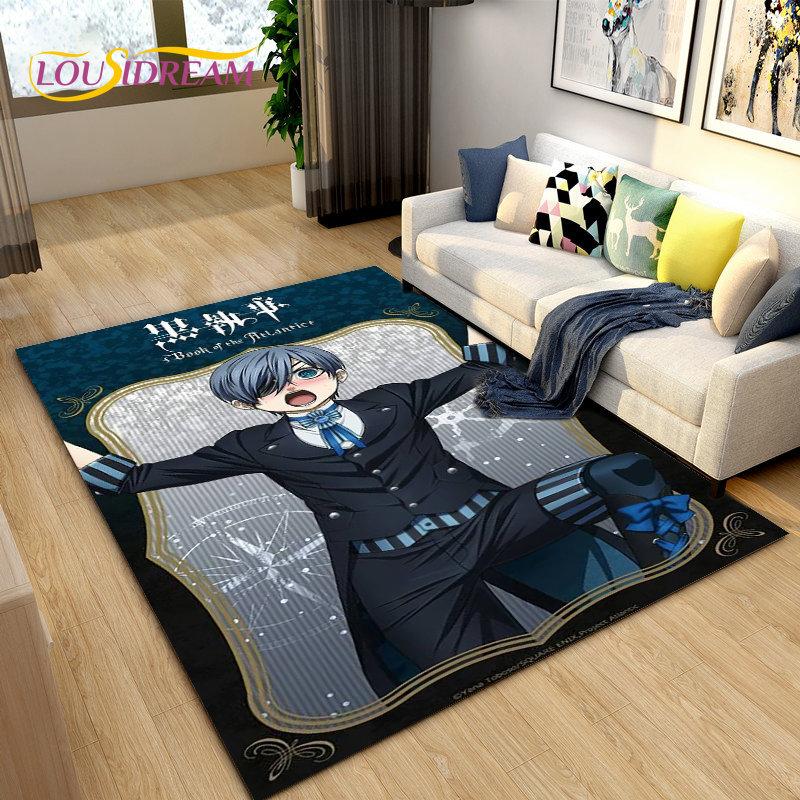 Black Butler Anime Cartoon Area Rug,Carpet Rug for Living Room Bedroom Sofa Doormat Decoration, Kids Play Non-slip Floor Mat