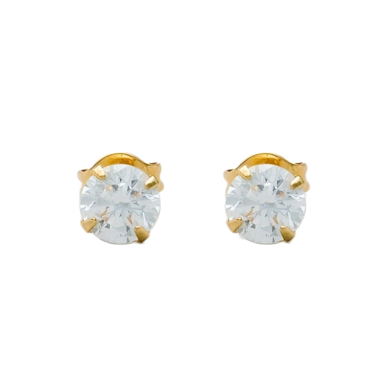 

Зроблено в Японії. Золото 18 карат. Гіпоалергенне або еквівалентно Cubic CZ Single Stone Earrings 3153 [HILLIES] Сережки, метали, 1,25 карата, (Золото 7 мм) золотий