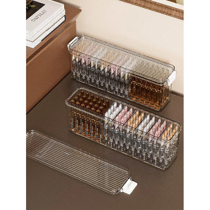 Transparent Acrylic Desktop Storage Box Cosmetic Organizer Plastic Rectangular Home Organization Tool Divided Lid Storage Box