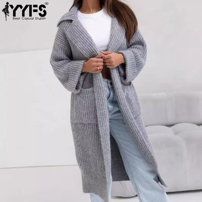 Women's Fashion Casual Fall Winter Solid Color Print Long Sleeve POLO Neck Sweaters