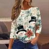 3/4 Length Sleeve Womens Tops Floral Print Vintage Fashion Casual Loose With Round Neck Plus Size Shirts
