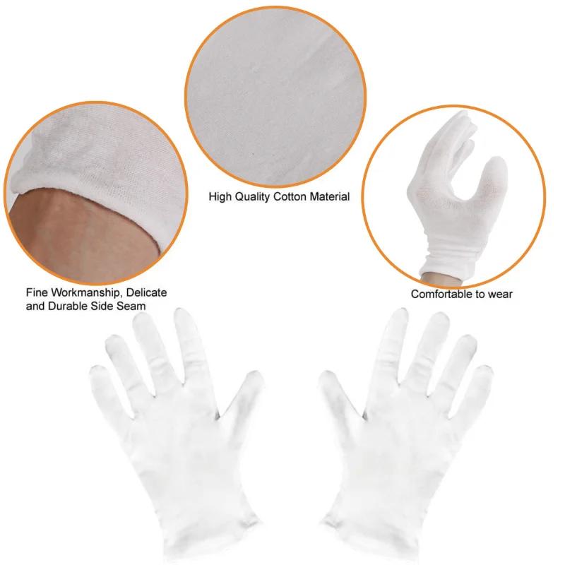 Reusable Cotton Gloves Elastic Soft Gloves for Dry Hand Moisturizing Cosmetic Eczema Hand Spa Coin Jewelry Inspection