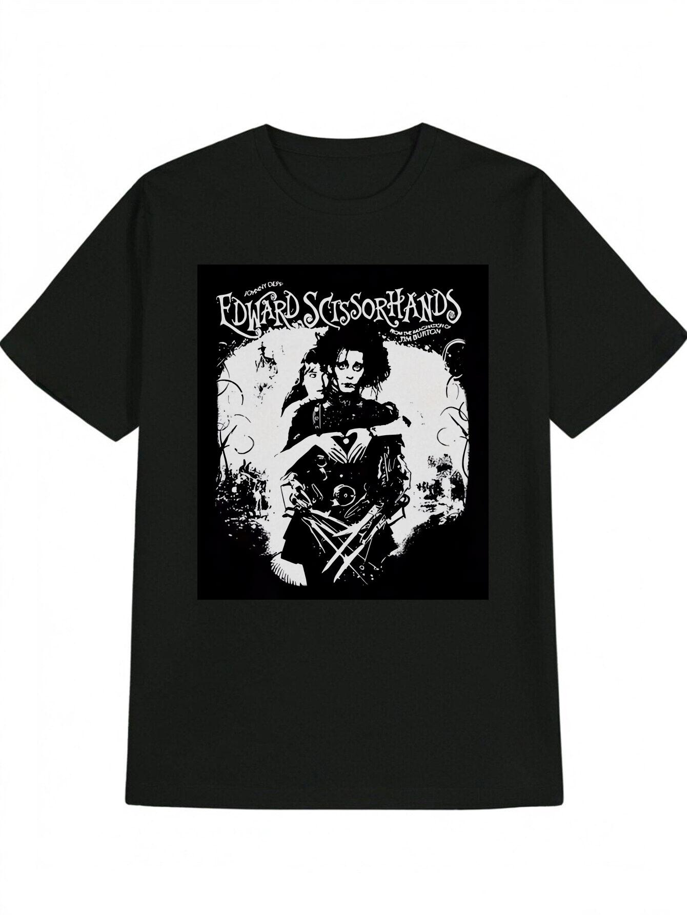 Edward Scissorhands Graphic Print Casual T-shirt - Black S