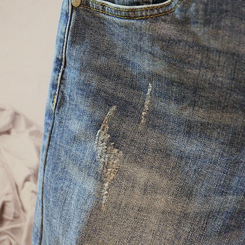 Summer Fashion Men's Hole Denim Shorts Jeans New In Blue Baggy Shorts for Men Jeans Pants