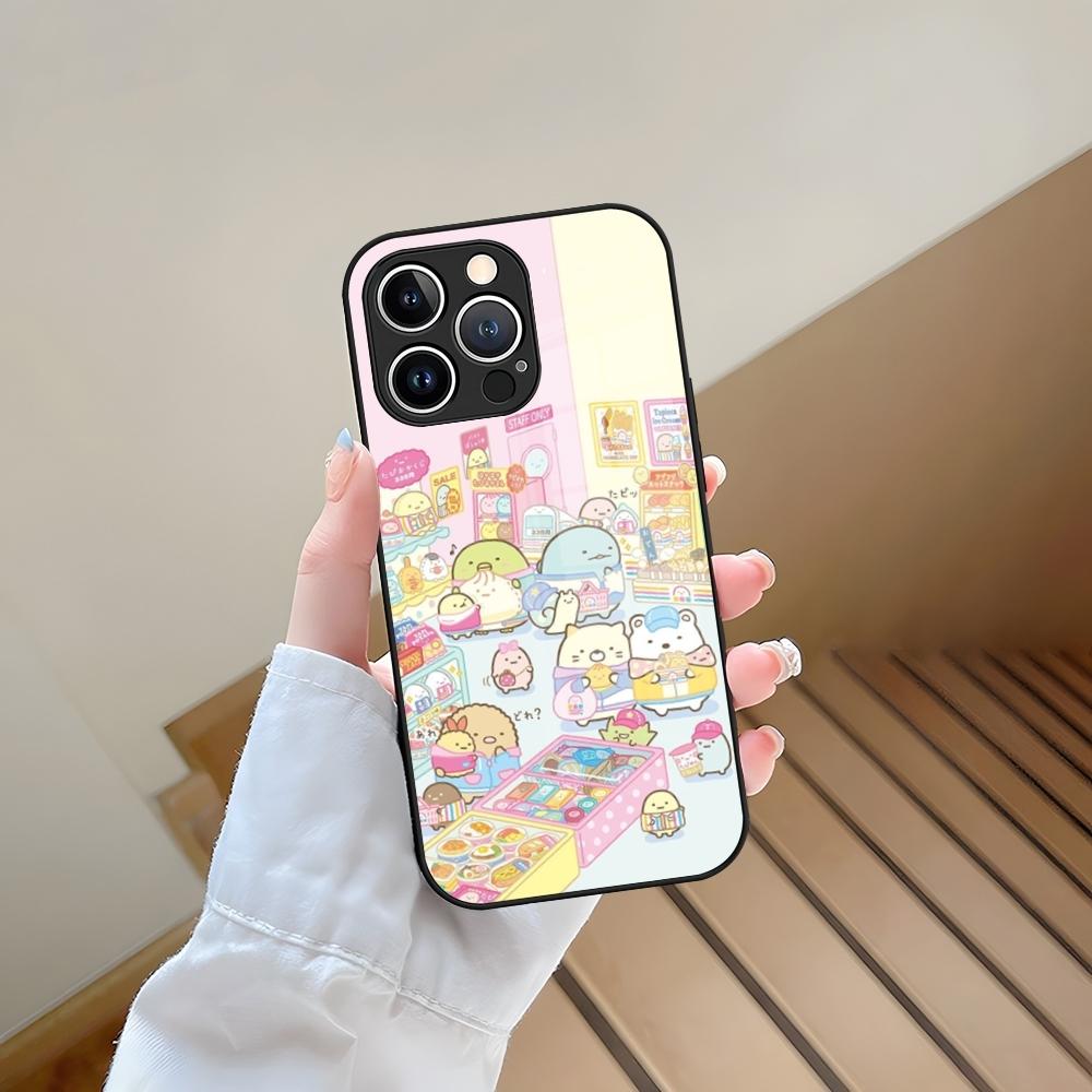 Cartoon Sumikko Gurashi Phone Case Tempered Glass For IPhone 13 17 15 16 14 12 11 Pro Max Plus Mini XR XS SE2020 Coque