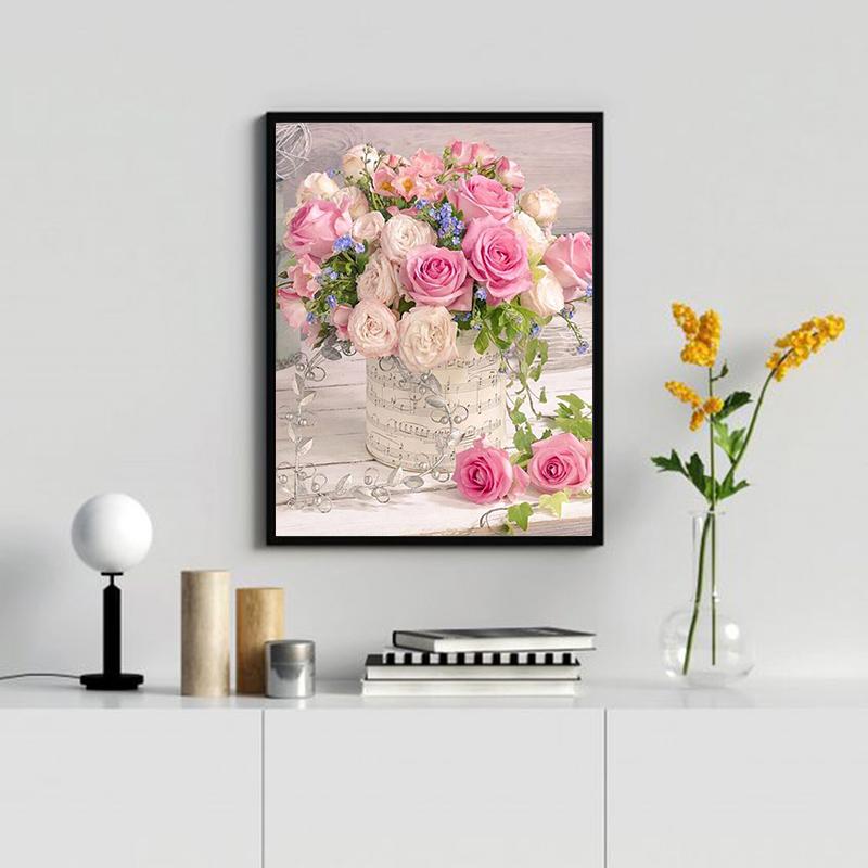 Diy Flower 5D Diamond Painting Full Round Drill Cross Stitch Diamond Mosaic Rose Rhinestone Diamond Embroidery Home Decor