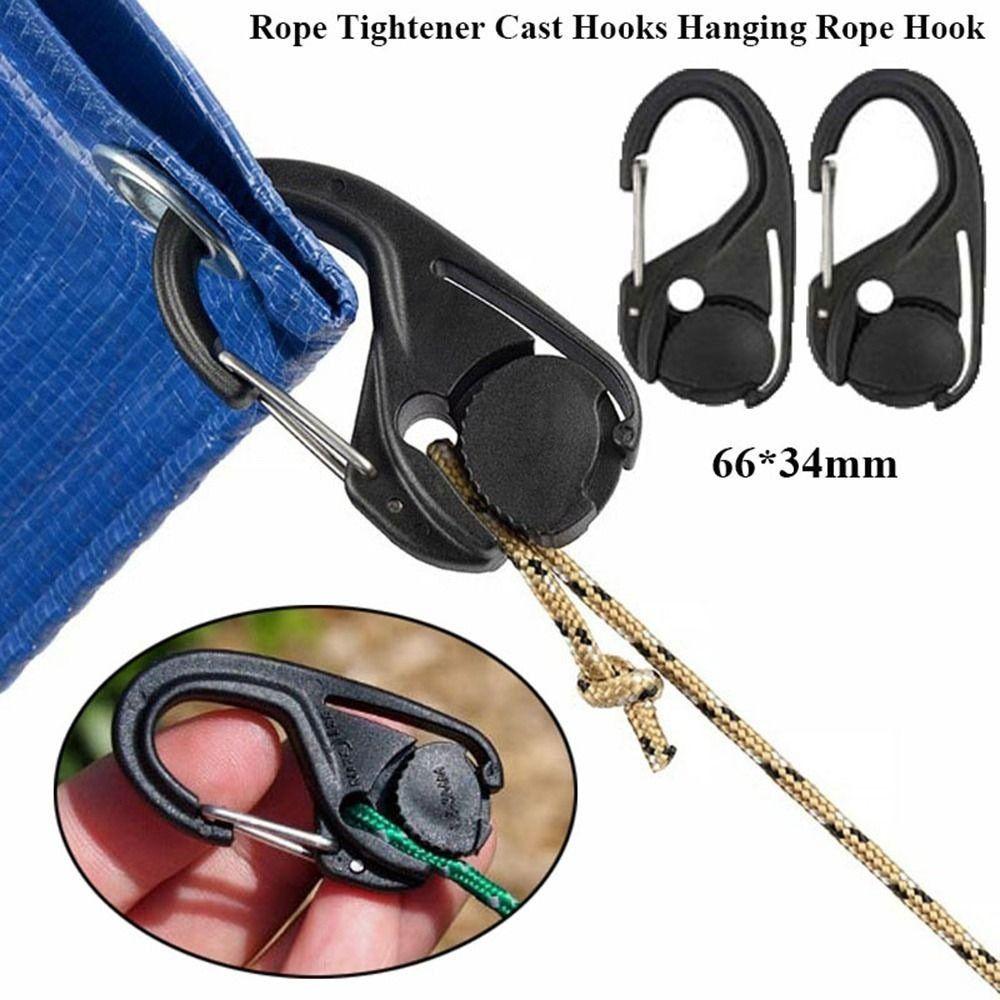 1/2/5pcs Black Rope Tightener 66*34mm Hanging Rope Hook New Cast Hooks  Outdoor Tools