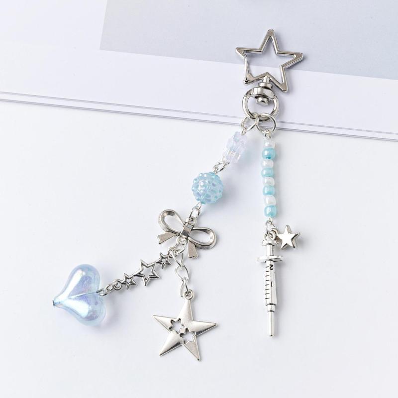 Cute Dolphin Pearls Pendant Keychain Beaded Mobile Phone Chain Sweet Exquisite Backpack Decoration Accessories Gifts
