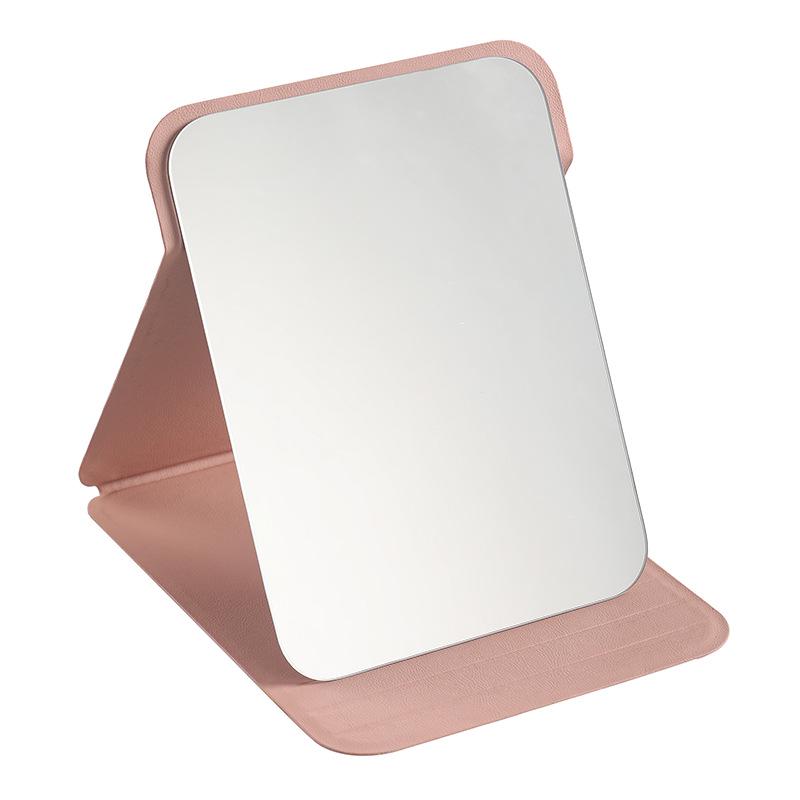 Portable PU Leather Folding Makeup Mirror - Square, Vintage Design in Large, Medium, Small for On-the-Go Beauty and Touch-Ups.