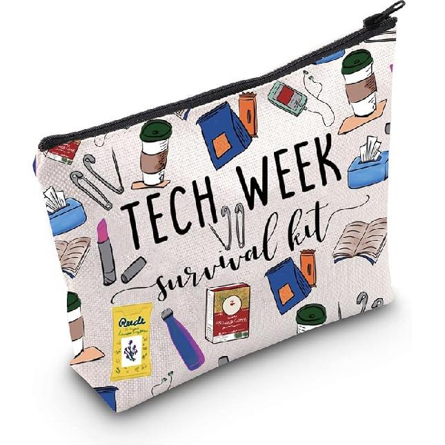 POFULL Theatre Tech Week Gift Tech Week Survival kit Travel Makeup Cosmetic Bags Theatre Lover Gift (Tech Week Cosmetic Bag) Tech Week Cosmetic Bag